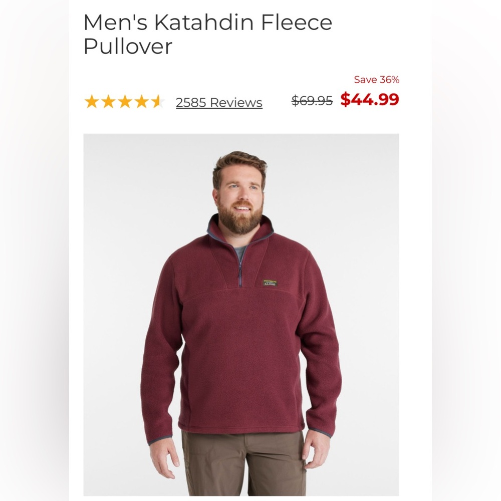 L.L. Bean Men’s Katahdin Fleece Oullover